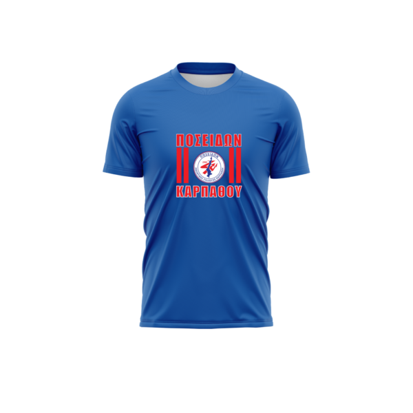 ΜΠΛΕ T-SHIRT ΜΕ ΣΤΑΜΠΑ ΚΑΘΕΤΕΣ ΚΟΛΩΝΕΣ